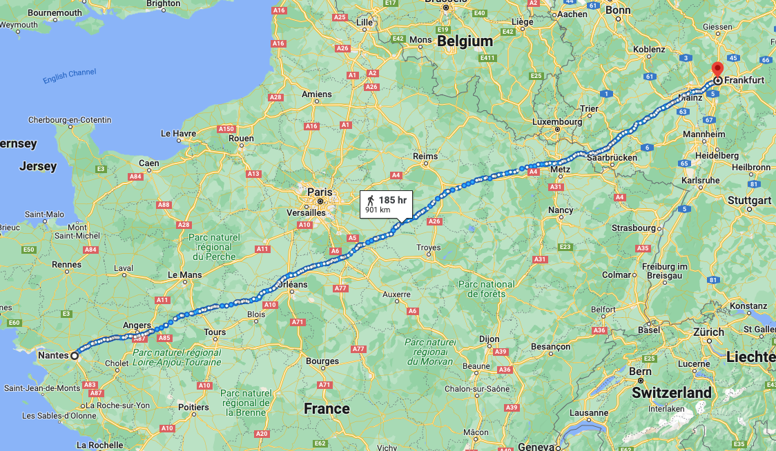 Trajet Nantes Francfort Google Maps