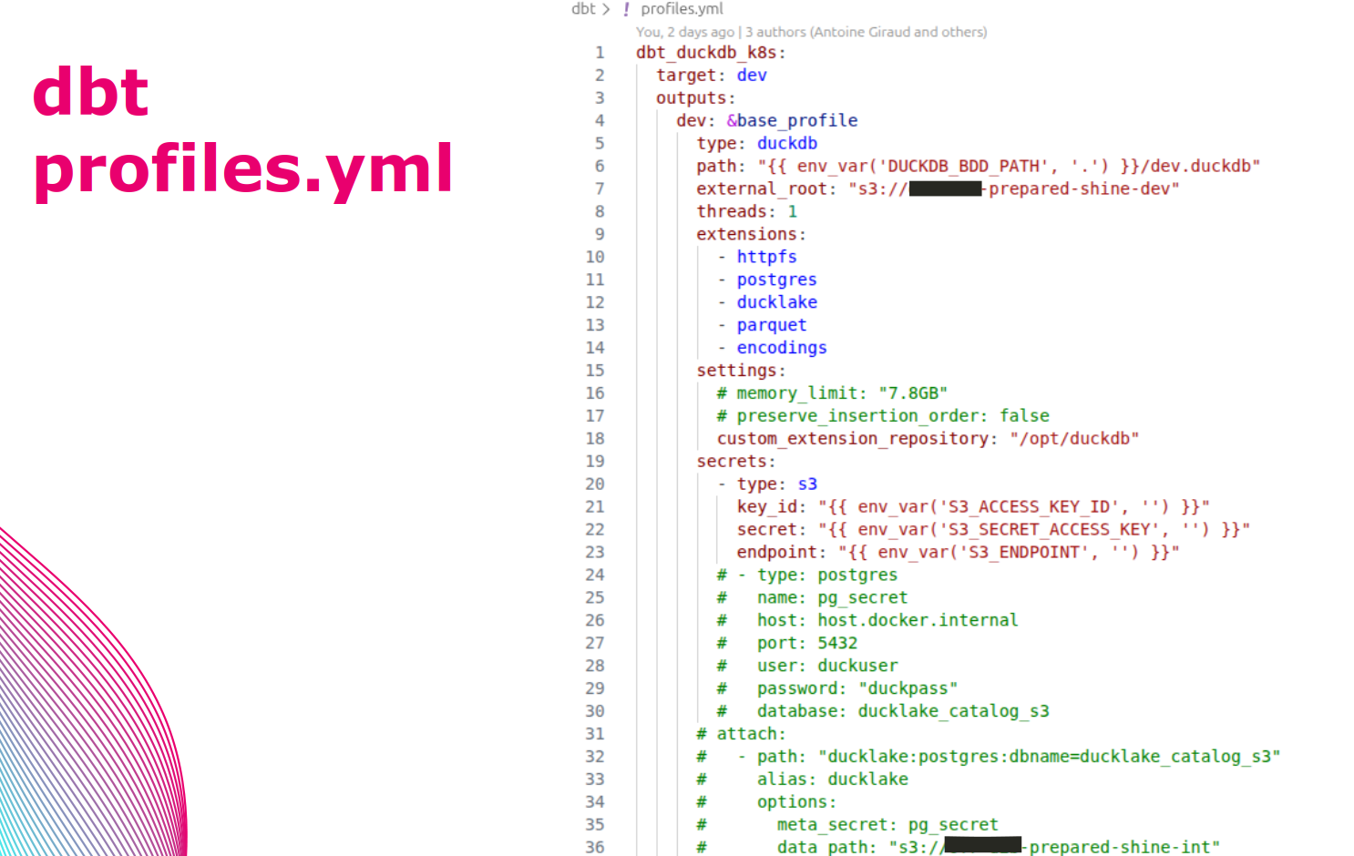 Configuration du profiles.yml