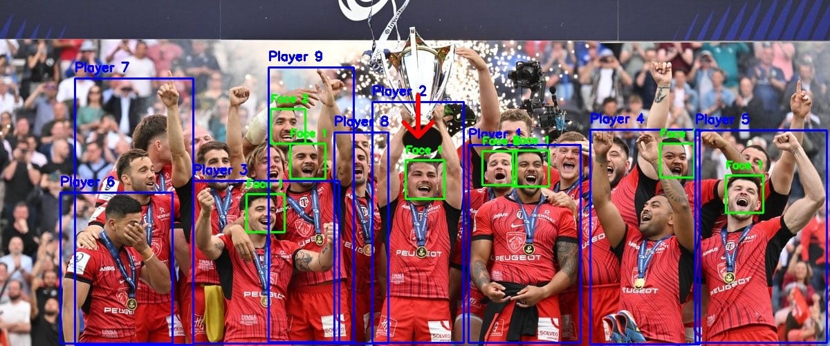 Image de détection joueurs avec détection des têtes