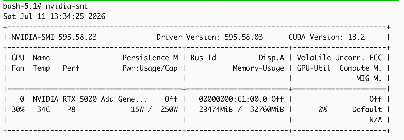 resultat d'une commande nvidia-smi 